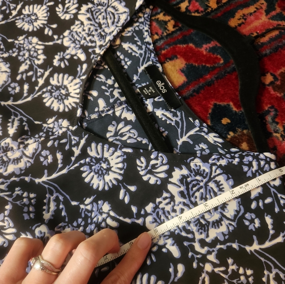 Blue Floral Swim Cover-up Ellos Sz 1X Beach Flowy Tie Waist Vacation Resort wear - Picture 7 of 7